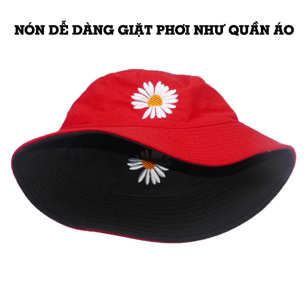 Nón bucket hoa cúc, mũ tai bèo vành nhỏ hoa cúc với chất liệu cotton cao cấp thoáng mát - Hạnh Dương Shop