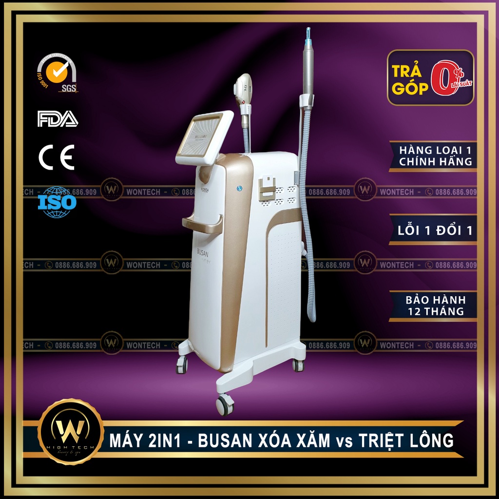 [WONTECH - NOW SHIP] Máy 2in1 KOREA - Laser + Triệt Lông.