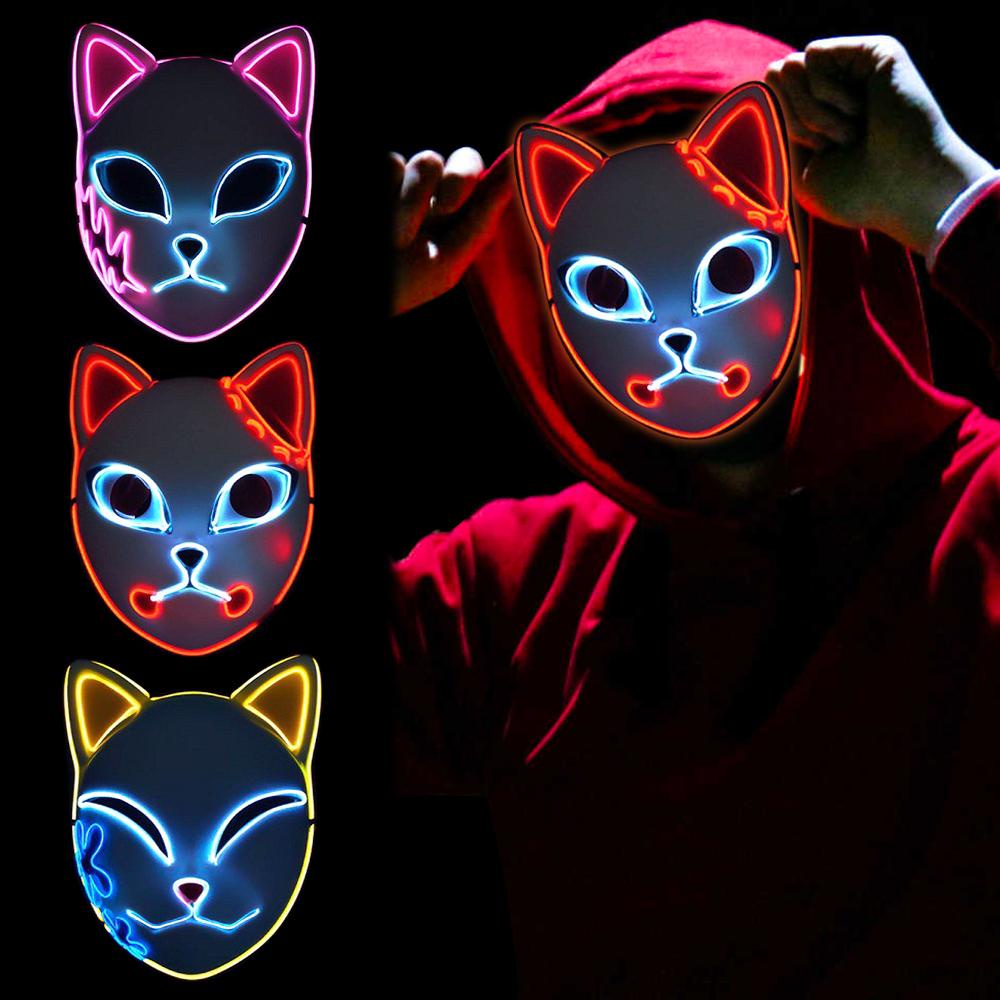 Mặt Nạ Hóa Trang Nhân Vật Anime Demon Slayer Có Đèn LED C7D1