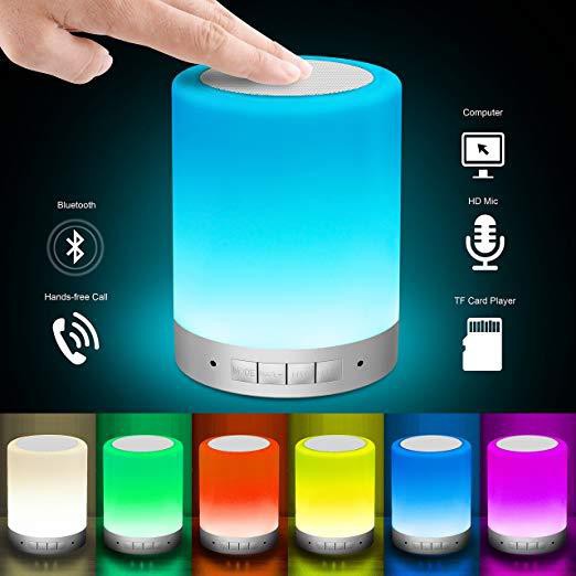 Đèn ngủ đổi màu có sẵn loa Bluetooth điều chỉnh cảm ứng hiện đại, có móc treo xách tay