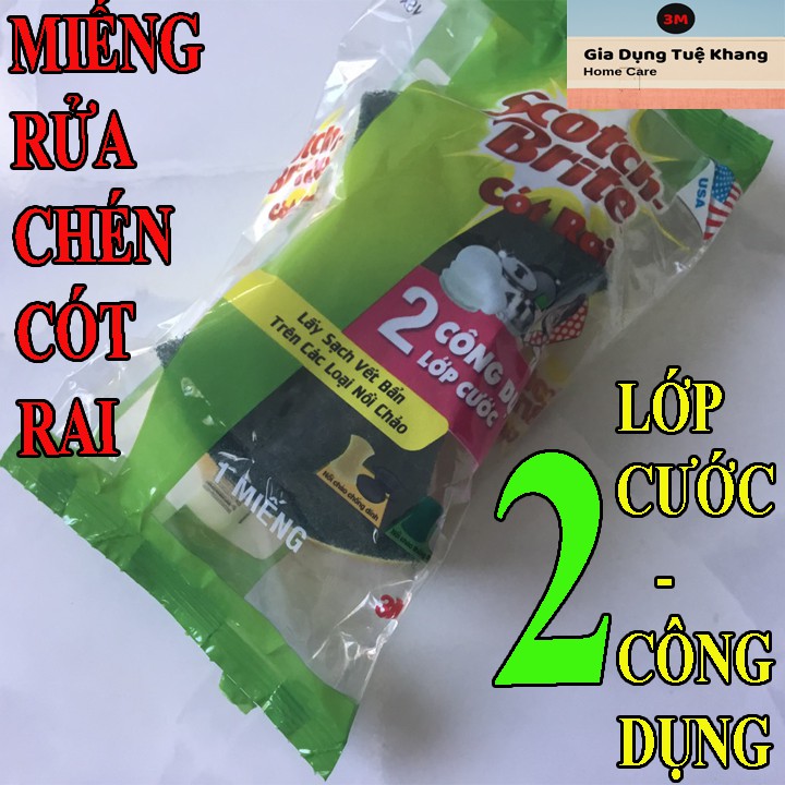 Miếng rửa chén Scotch Brite - 2 Lớp Cước 2 Công Dụng