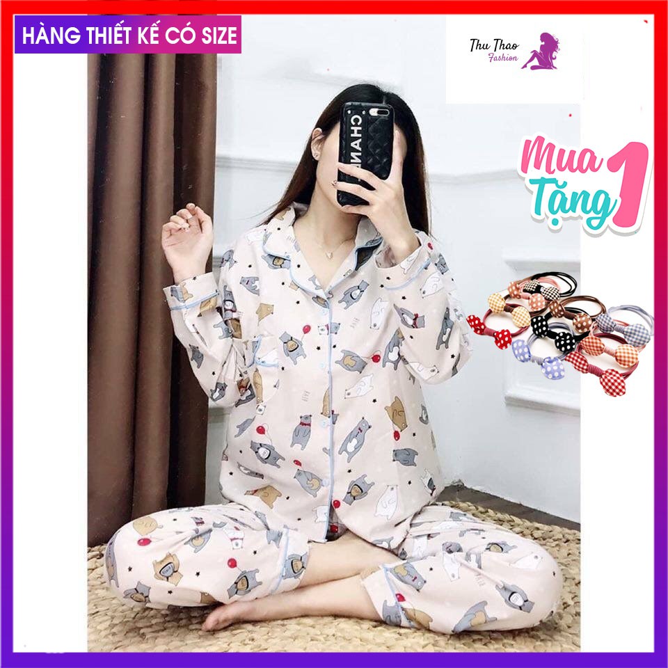 [Bộ Ngủ Pijama Tay Dài-Đồ Bộ Mặc Nhà-Vải Thái Lọai 1-Hàng Có Size-Kèm Ảnh Thật.