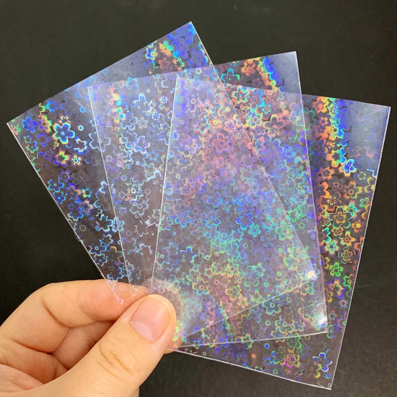 Set 50 tấm bọc phim holographic hình hoa không axit bảo vệ thẻ trò chơi/ảnh