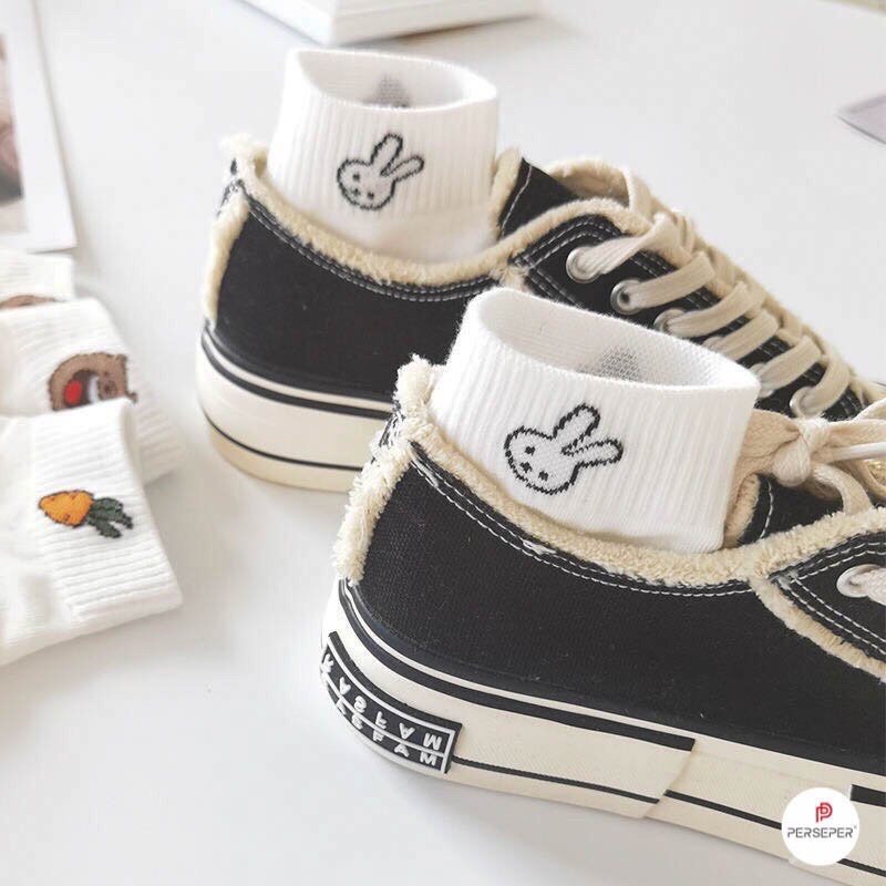 Tất nữ cổ ngắn cute trắng Hàn Quốc CAMILA T10