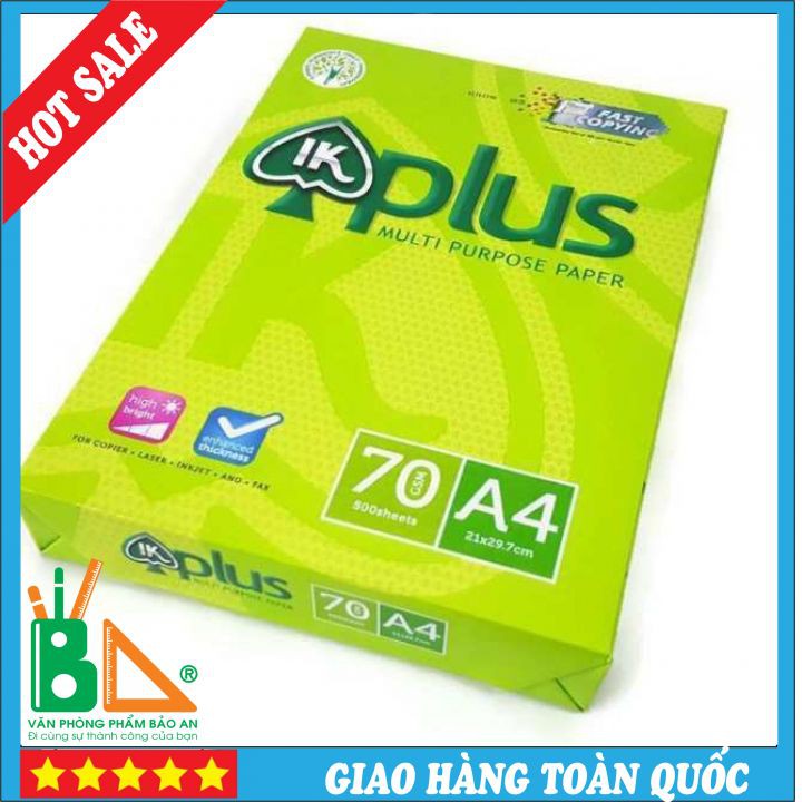 FREESHIPGiấy In IK Plus A4 - ĐL 70gsm 500 Tờ