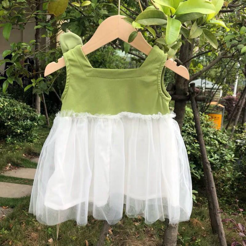 ♕ babyme ღ Baby Girls Sleeveless Strap Dress Rabbit Ear Sundress