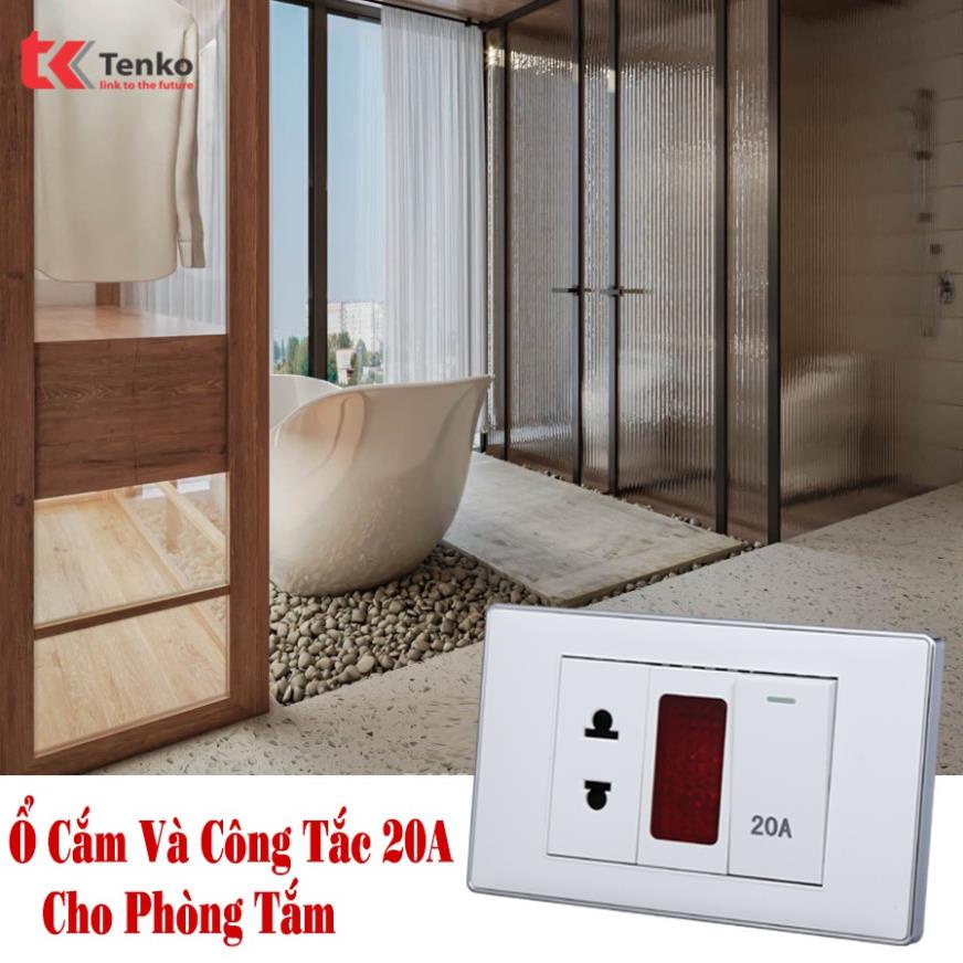 Công Tắc - Ổ Cắm Chìm Chuẩn Đức Mặt Màu Trắng Viền Bạc Thương Hiệu Nhật Thông Dụng Tenko TK-C27-T063