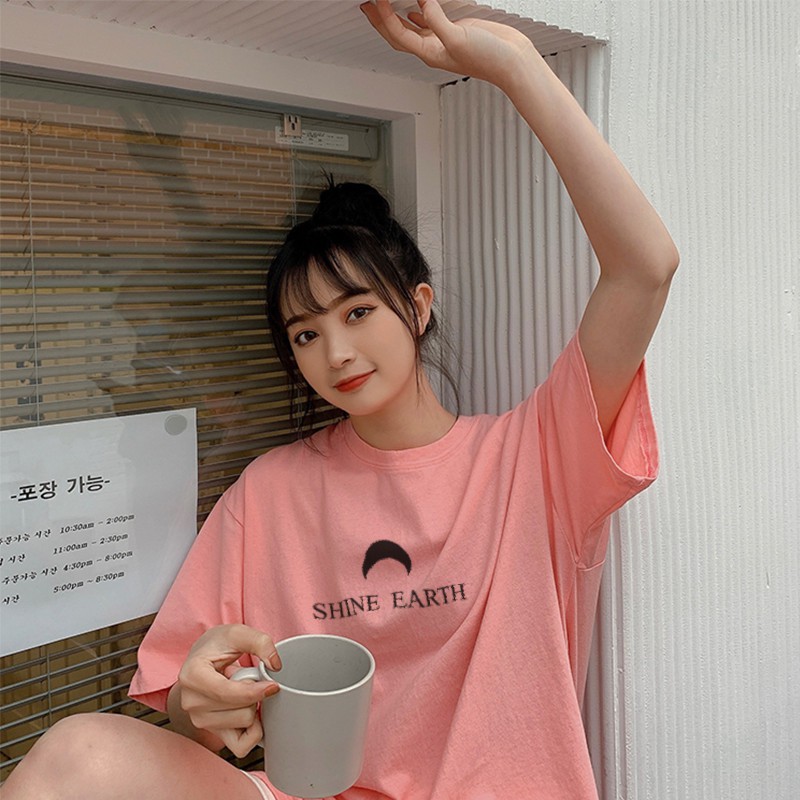 Áo thun nam nữ unisex tay lỡ phông form rộng SHINE EARTH teen cổ tròn oversize cotton giá rẻ màu đen trắng tee pull | BigBuy360 - bigbuy360.vn