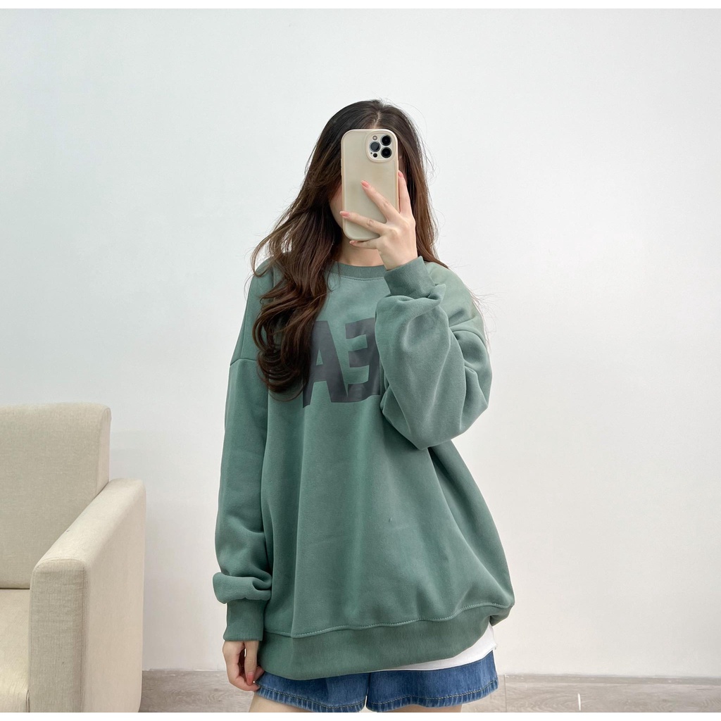 Áo sweater nỉ form rộng dày dặn Sea thời trang Miho house