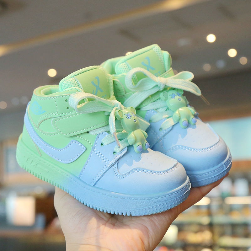 Children's sports shoes high top girls' casual shoes non-slip cartoon boys' board shoes soft bottom baby shoes single