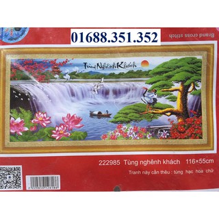 Tranh thêu Tùng nghênh khách 222985-116x55cm