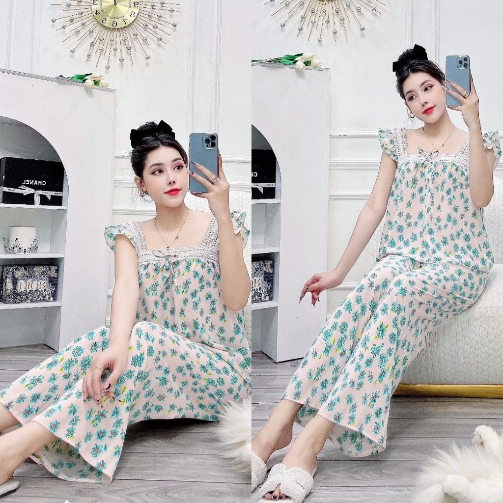 Đồ Ngủ Nữ, Đồ Ngủ Sexy lụa Han cao cấp mềm mại xinh xắn &lt; 60KG