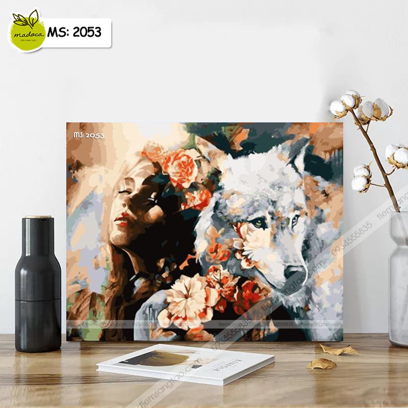 Tranh Tô Màu theo số Cô gái sói hoa T2053