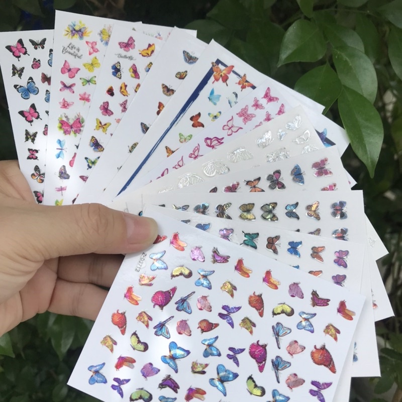 Sticker dán móng nail bướm màu