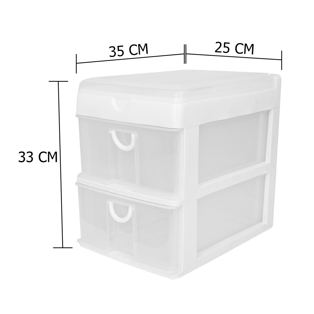 HomeBase JCP Tủ nhựa mini để bàn 2 ngăn kéo 5891 Thái Lan W26xH34.5xD33cm màu trắng