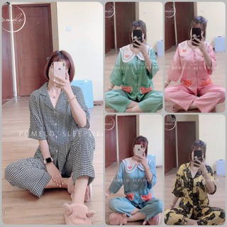 Bộ đồ ngủ lụa satin tay lửng quần dài - POMELO SLEEPWEAR