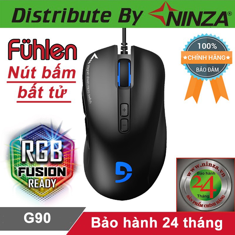 Chuột gaming Fuhlen G90 [Bảo hành 24 tháng Ninza] Chuột chơi game giá rẻ Edra Fuhlen G90 nút bấm bất tử led RGB