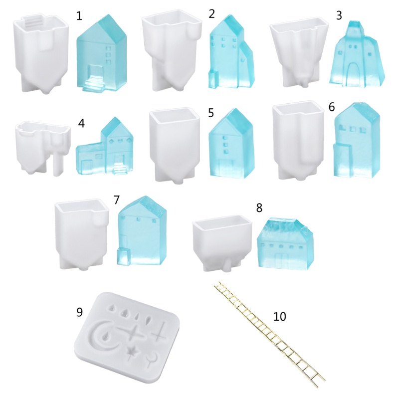 Khuôn silicone mềm đúc epoxy hình ngôi nhà trang trí nhà cửa