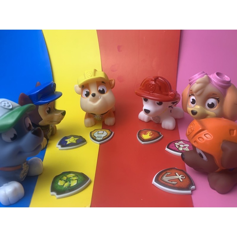 [tongkhotruongtien] Bộ đồ chơi mô hình biệt đội 6 chó cứu hộ Paw Patrol biết kêu chút chít và huy hiệu 18668-22