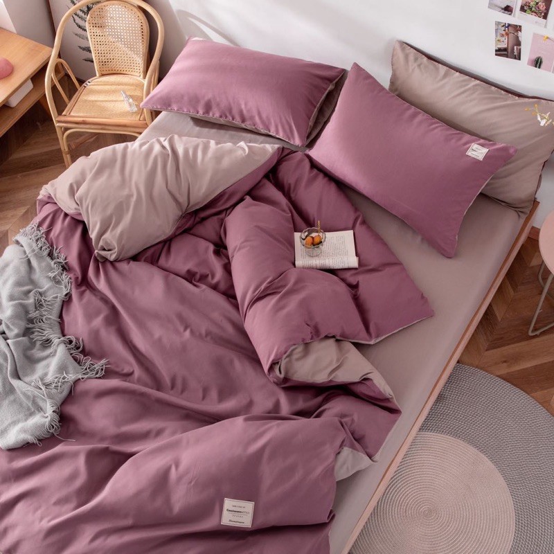 Bộ chăn ga cotton Tici cao cấp nhập khẩu Hàn Quốc màu mới ( không kèm ruột)