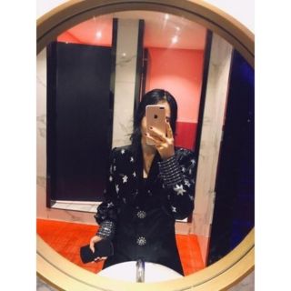 Đầm nhung lụa cổ vest Hoa Pha lê cao cấp  Ord