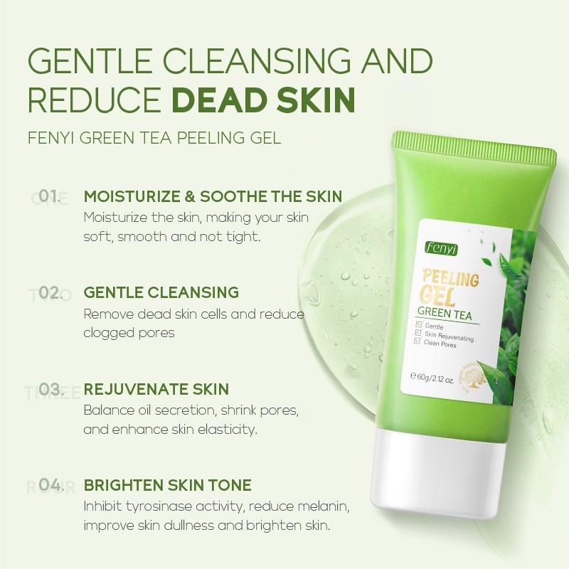 Tuýp Tẩy Da Chết Trà Xanh GEL FENYI PEELING GREEN TEA Trắng Da Tri Mụn Hút Dầu Nhờn Gel Tẩy Tế Bào Da Chết FENYI LAIKOU