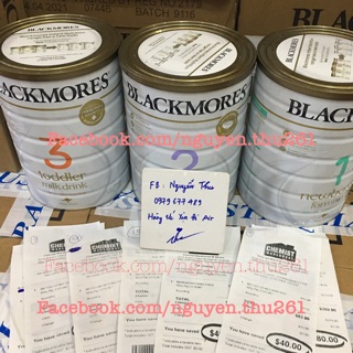 Sữa BLACKMORE Úc số 1, số 2, số 3 900gr