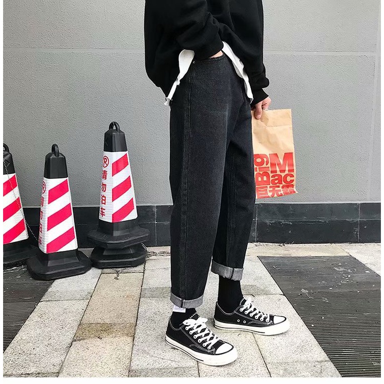 Quần Jean Ống Rộng Phong Cách Retro Nhật Bản Thời Trang Xuân Thu Cho Nam