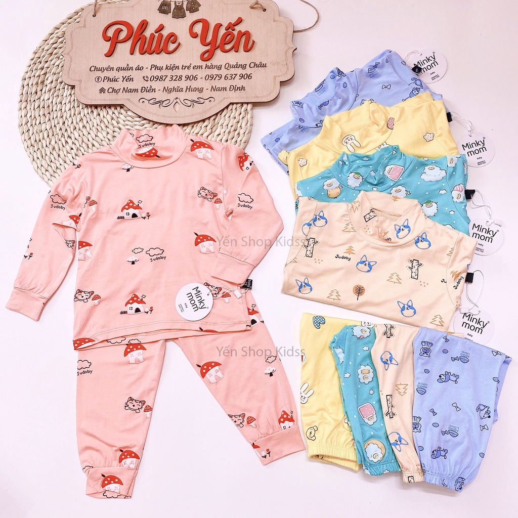 Bộ Dài Tay Cổ 3 Phân  Hàng Minky Mom In Họa Tiết Cừu Trắng-Ngôi Nhà Đỏ Cho Bé ( 7-19kg) (SP001315)