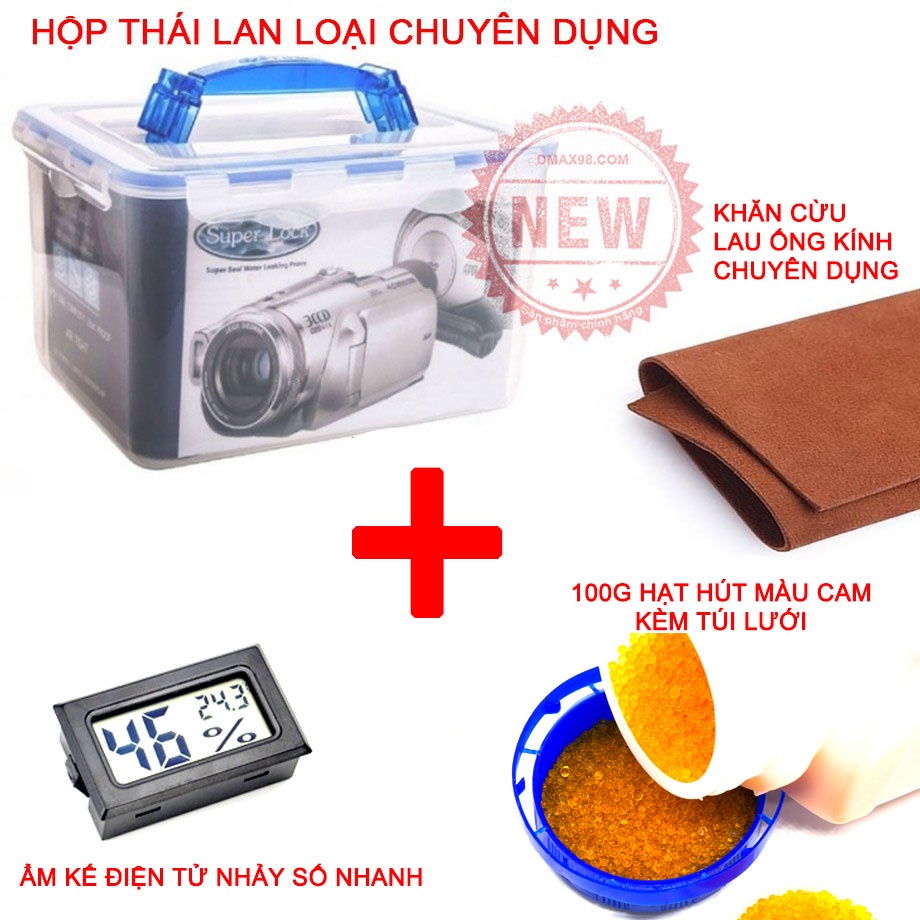 Hộp chống ẩm máy ảnh - Hàng Superlock Thái Lan - tặng kèm khăn da cừu