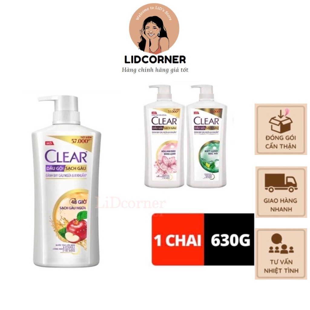 Dầu gội đầu clear sạch gàu ngứa và vi khuẩn suốt 24 Giờ 630g