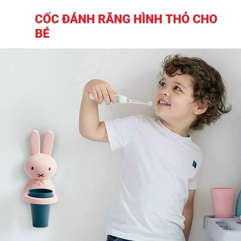 Cốc đựng nước cốc đựng bàn chải đánh răng hình thỏ xinh xắn cho bé