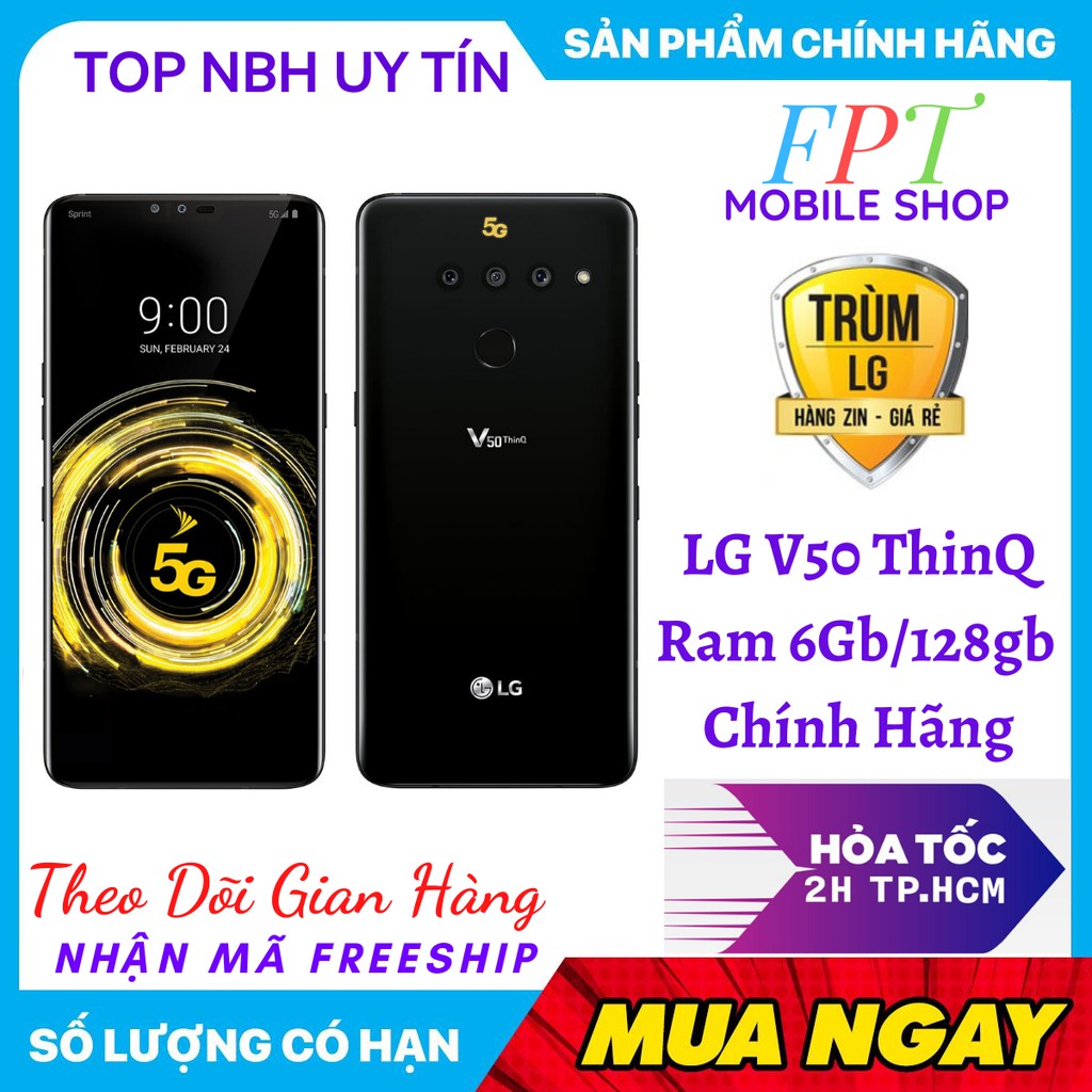 Điện Thoại LG V50 ThinQ Hàn 5G (bản 3 camera) Ram 6G/128G mới Hàng HẢNG - Chiến PUBG/Free Mượt