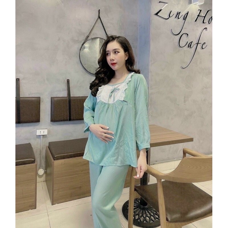Bộ bầu mặc nhà kết hợp sau sinh hình nơ