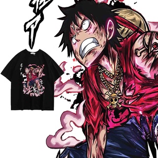 Áo thun nam tay lỡ unisex áo phông form rộng in hình anime one piece luffy TK1016