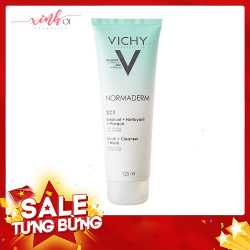 Kem & Mặt Nạ Tẩy Tế Bào Chết Vichy Normaderm 3 in 1 Scrub + Cleanser + Mask 3 Trong 1 125ml XINHOI