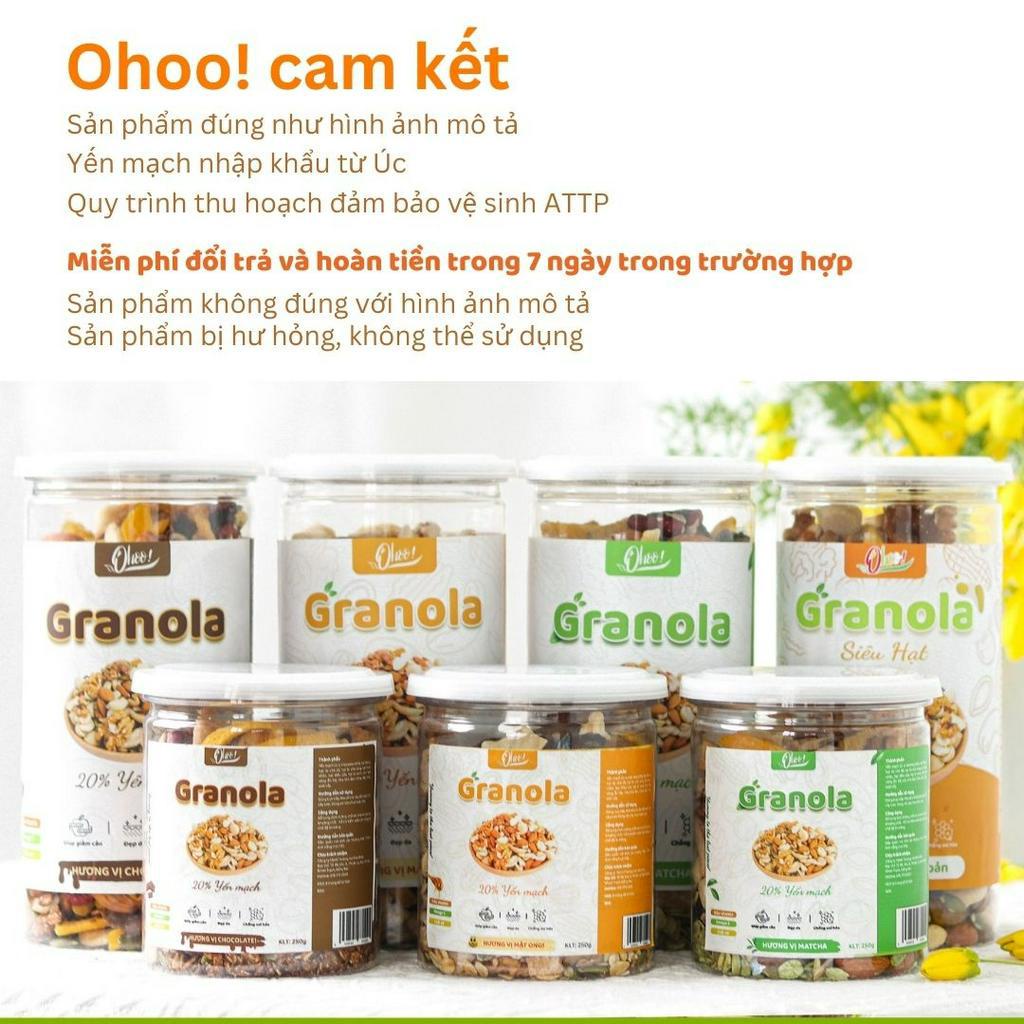[Combo 3] Ngũ Cốc Granola Vị Mật Ong - Matcha - Chocolate, Nhiều Macca 20% Yến Mạch, Đồ Ăn Vặt, Hỗ Trợ Ăn Kiêng