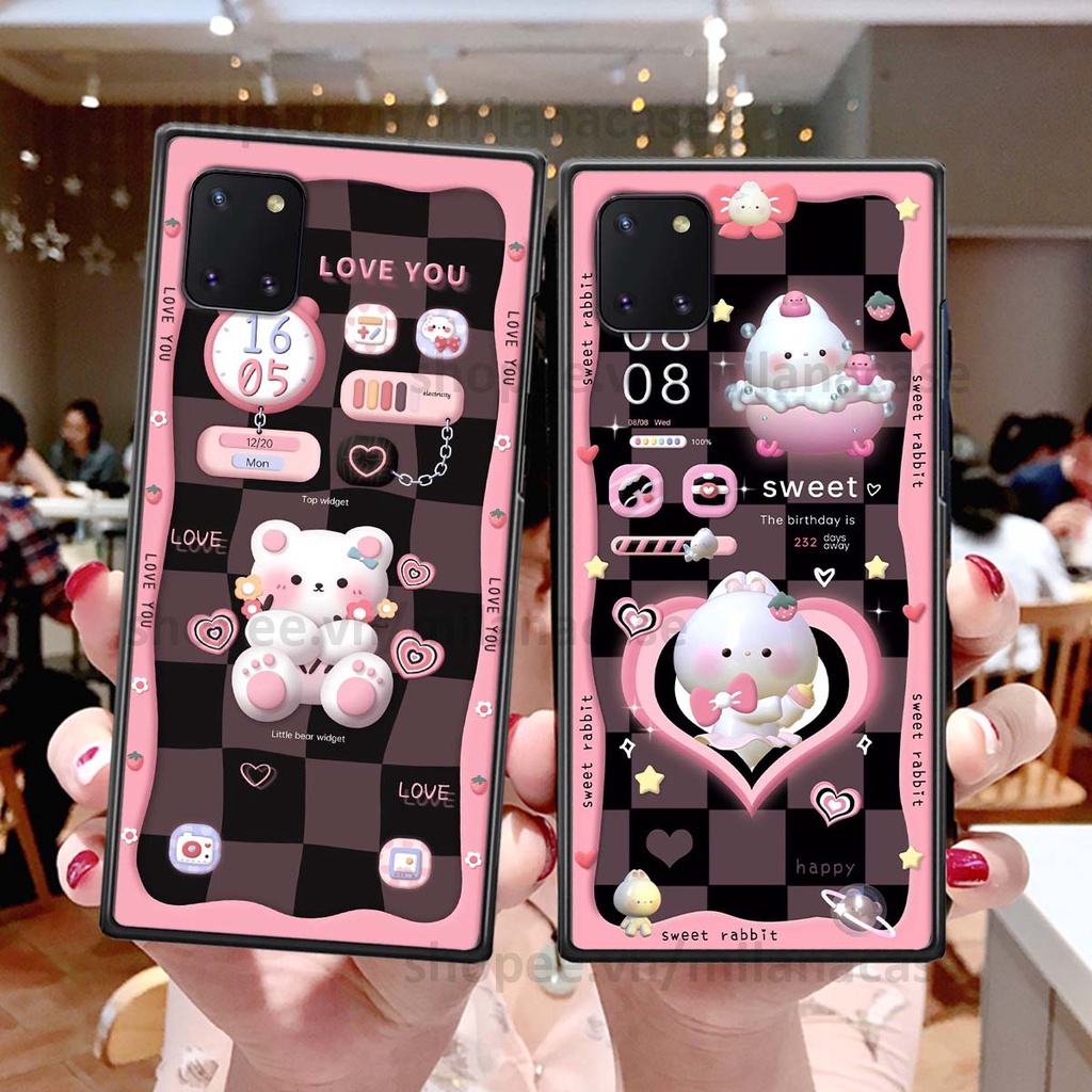 Ốp Samsung Note 10 Lite hình đồng hồ icon gấu mèo cute cực dễ thương ngộ nghĩnh