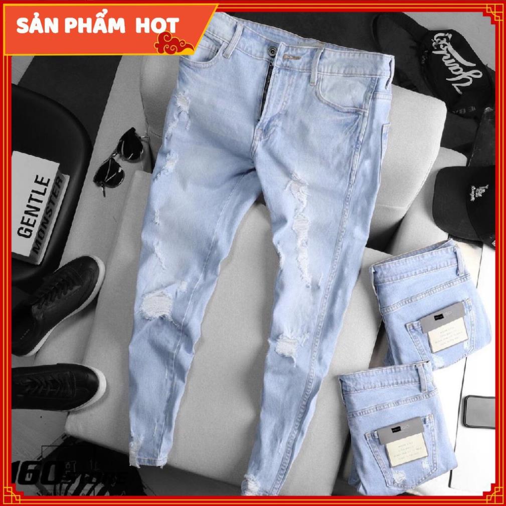 Quần Jean Nam Phong Cách Hàn Quốc Xanh Nhạt Cá Tính !