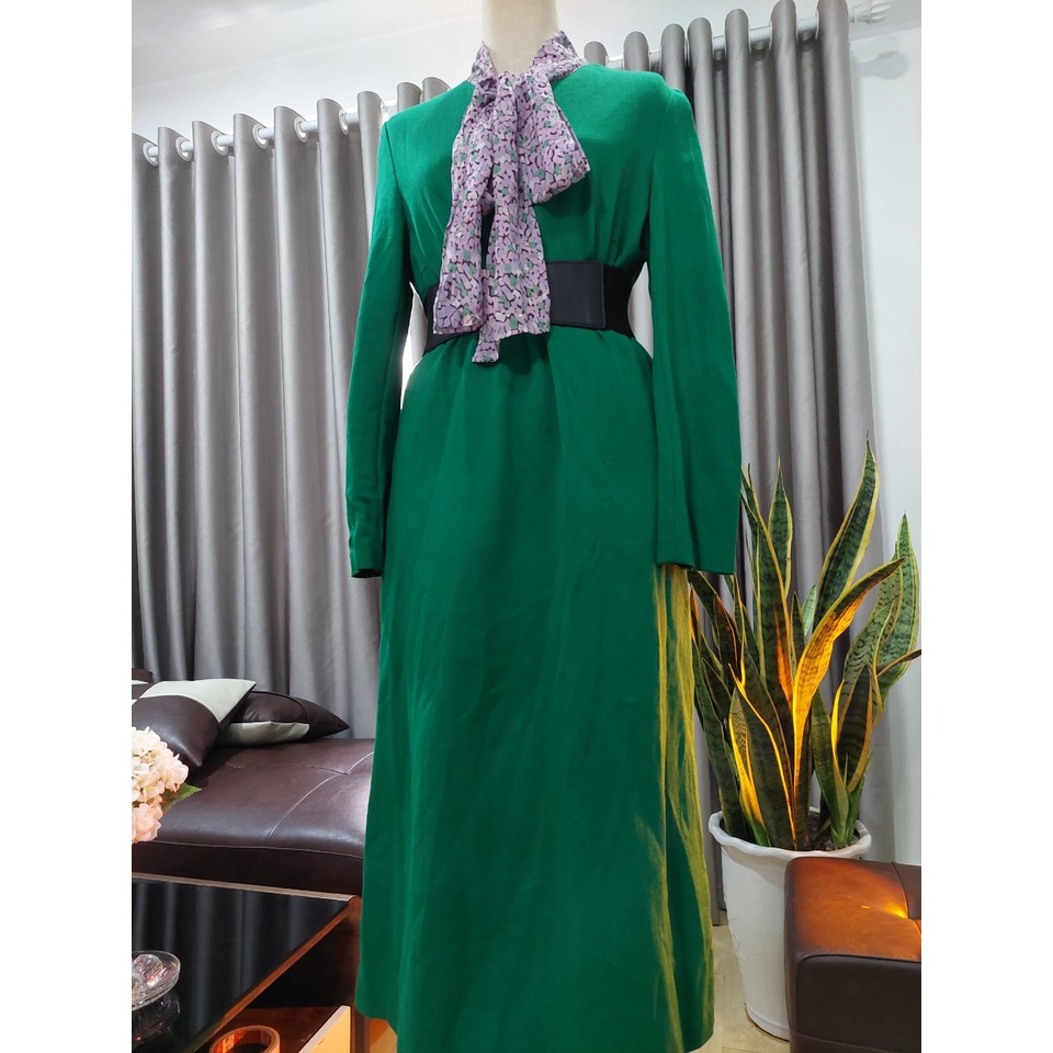 Đầm xanh voan dáng dài