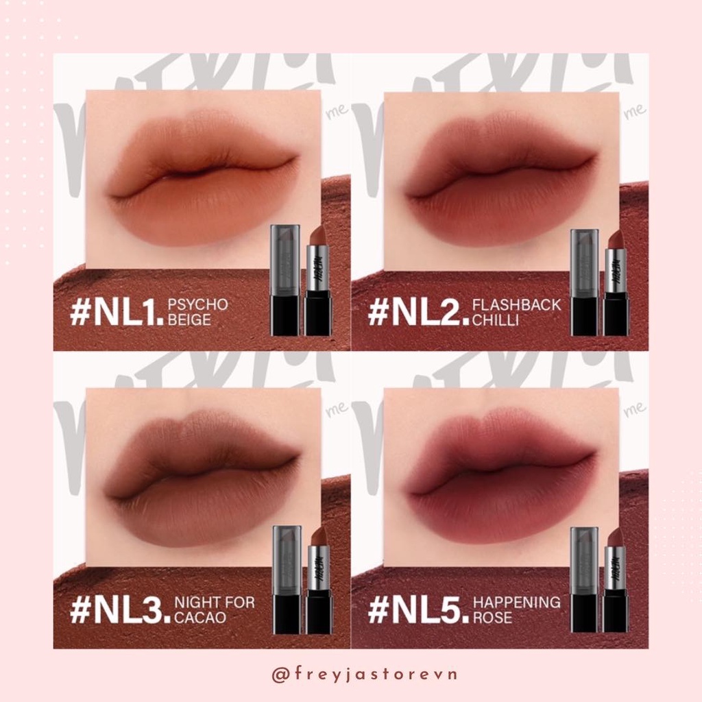 Son Thỏi Lì Lên Màu Chuẩn, Mịn Mượt Nhẹ Môi MERZY NOIR IN THE LIPSTICK Không Thể Thiếu Trong Bộ Sưu Tập Son Của Các Nàng