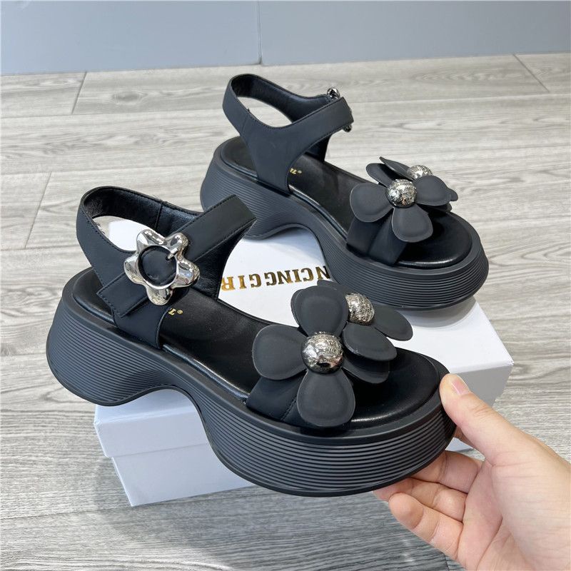 Giày Sandal Da Đế Xuồng Thời Trang Cho Nữ