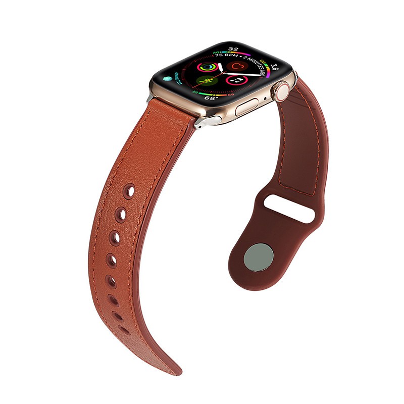 Dây Đeo Thay Thế Bằng Silicon Phối Da Cho Apple Watch Series 7 6 5 4 3 2 1 SE iwatch7 45mm 38/41/40/42 44mm