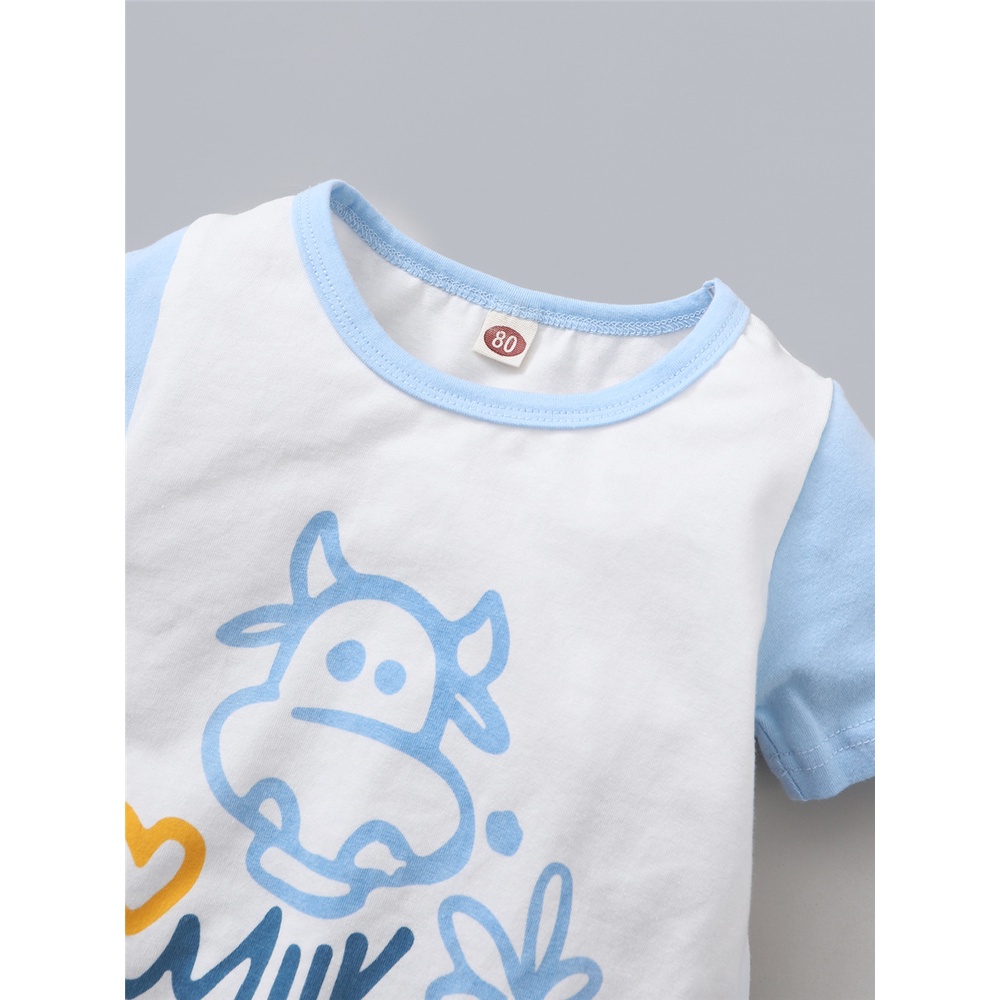 Áo liền quần MIKRDOO tay ngắn in hình hà mã sữa thời trang mùa hè cho bé trai 0-18 tháng tuổi