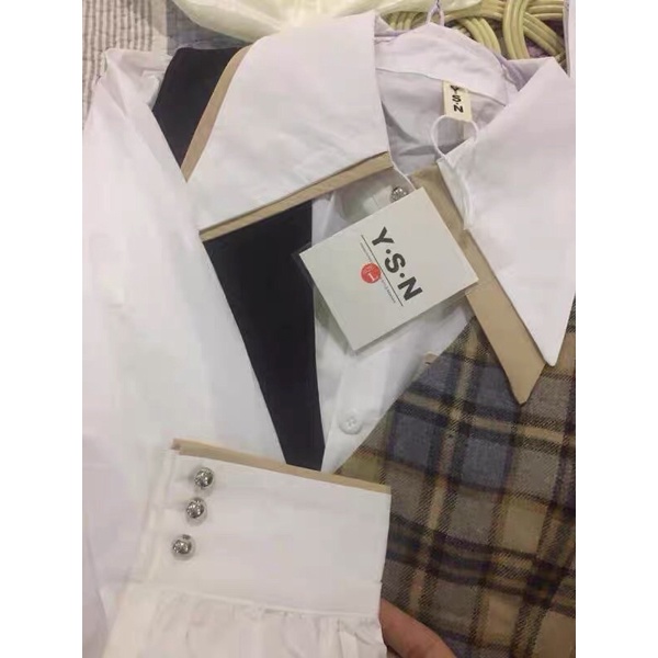 Set Áo Sơ Mi và Váy Kẻ Karo ĐỊCH LỆ NHIỆT BA Phong Cách Lịch Lãm