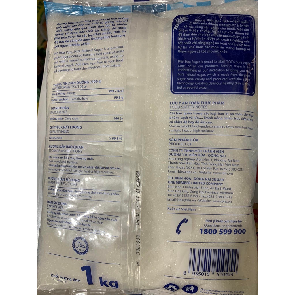 Đường tinh luyện Biên Hòa Pure gói 1kg