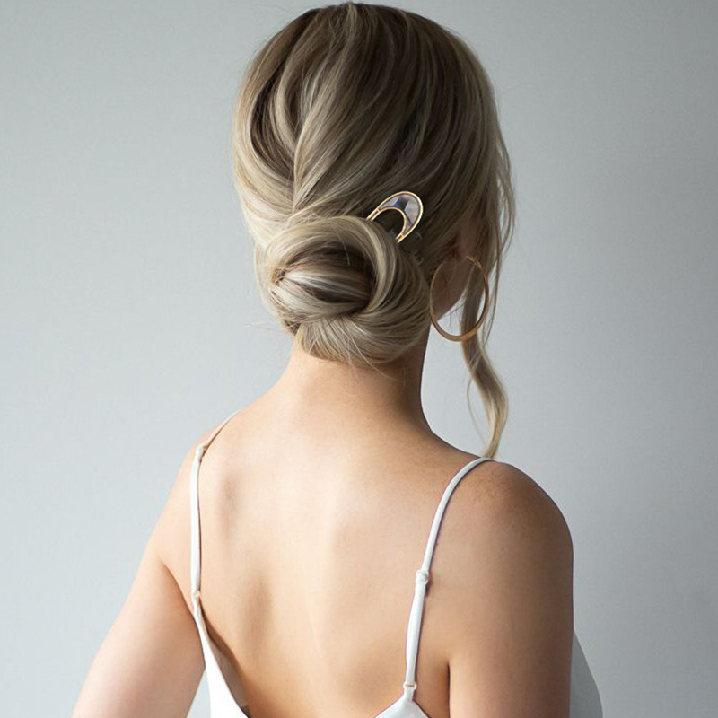 Kẹp tóc kim loại kiểu dáng xinh xắn đơn giản phong cách Hàn Quốc cho nữ