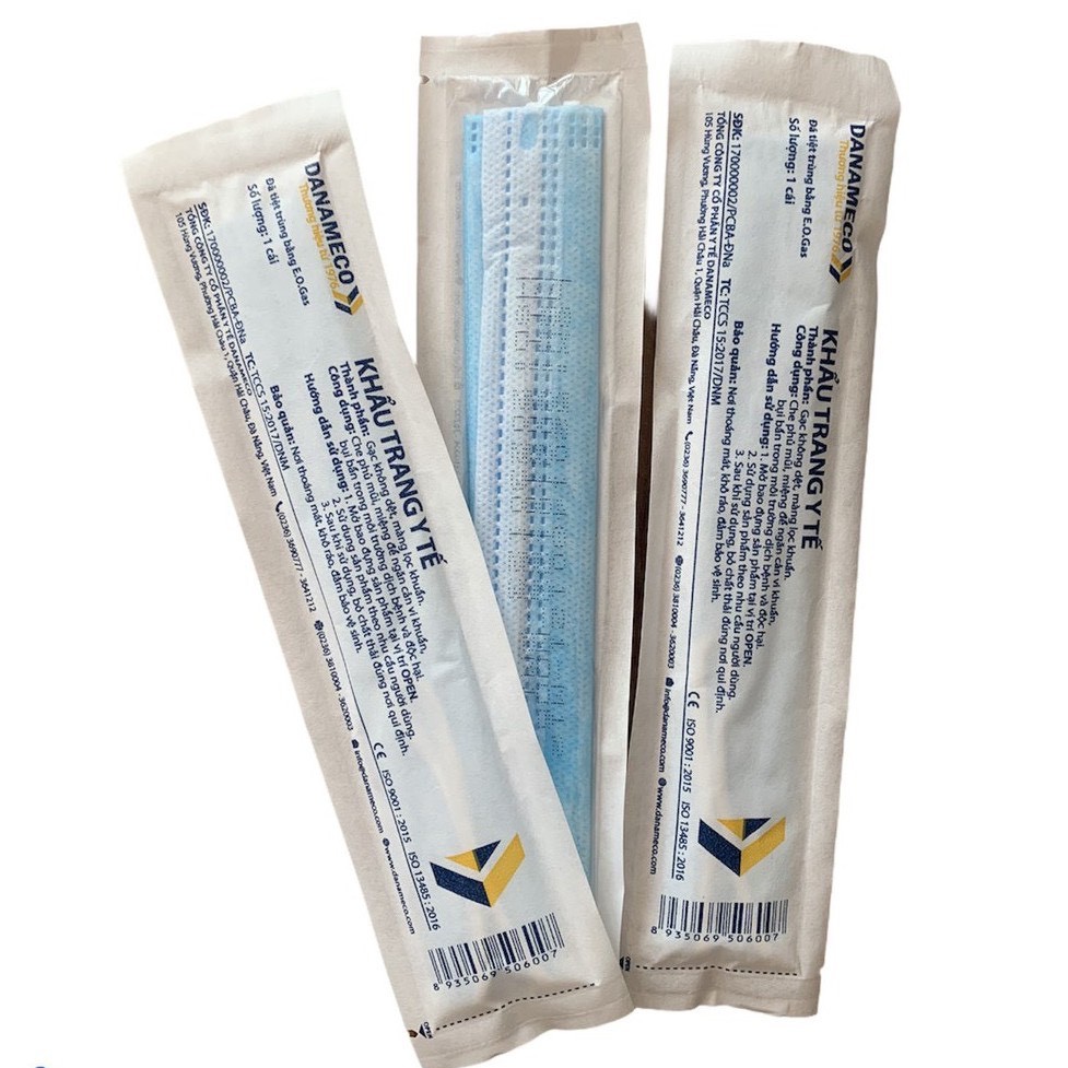 Khẩu trang y tế ĐÃ TIỆT TRÙNG Danameco 1 cái/gói-50 cái/ hộp TBYT Nguyệt Anh