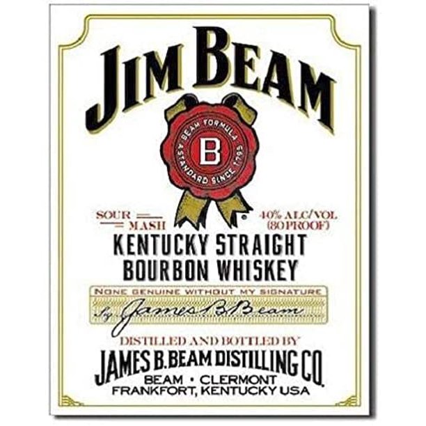 Hoài Cổ Jim Beam White Label Bourbon Whisky Retro Cảm Xúc Kim Loại Tín Hiệu 8x12 Inch