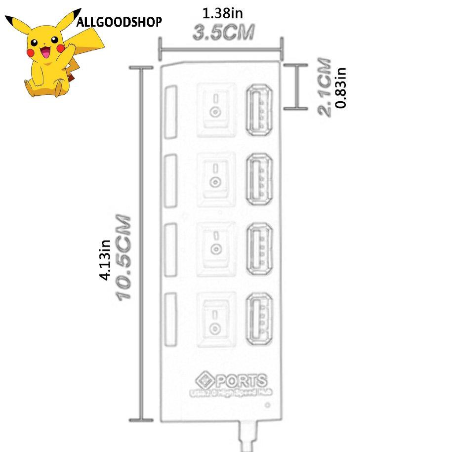 HUB Chia USB 4 Cổng - Có Công Tắc Và Có Đèn Led- Tốc Độ Cao Splitter